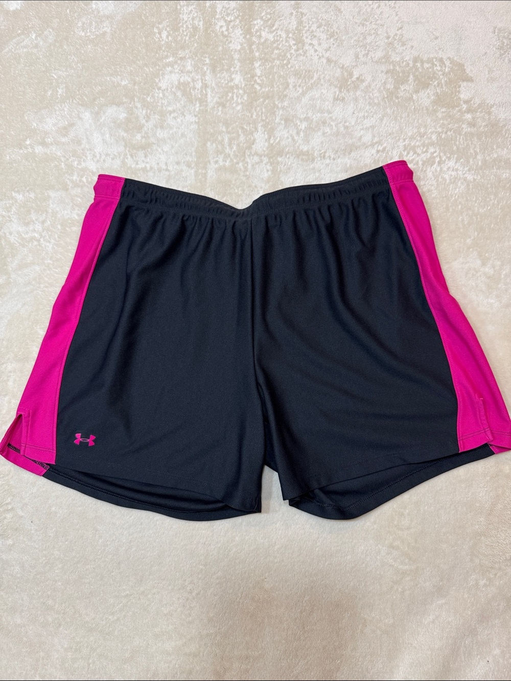 Under Armour Black Athletic Shorts with Hot Pink Side Panels
